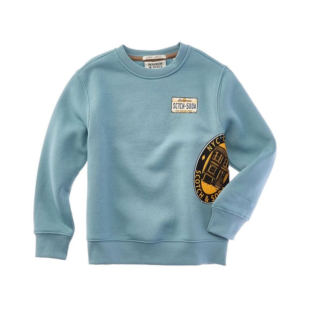 Scotch & Soda Boys  Dyed Crewneck Pullover, Blue